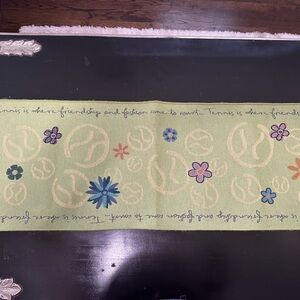 Floral Embroidered Table Runner - Green